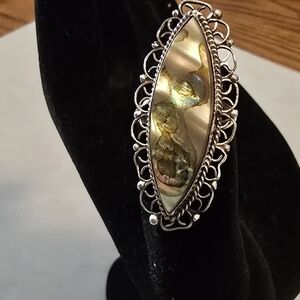 Elegant Silver Abalone Women's Ring